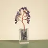 Árbol de Cristal Natural con Piedras Trituradas, Árbol de la Fortuna, Árbol de Cristal de Ágata para Té, Decoración de Escritorio para el Hogar, Adorno de Árbol de la Fortuna para Oficina