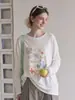 Saída de Praia Fina de Verão Feminina 2026 Nova Casual Solta Estampa de Letras Proteção Solar Tencel Manga Longa Camiseta