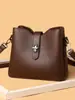 Bolsa Saco Transfronteiriça para Mulheres, Novo Estilo, Couro Macio de Alta Qualidade, Multicamadas, Grande Capacidade, Elegante Bolsa de Ombro