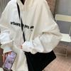 Moletom Oversized Estampado com Forro de Lã para Mulheres, Estilo Europeu, Transfronteiriço, Novo Top de Lã Amazon Outono e Inverno 2026, Jaqueta Estudantil da Moda