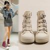 Zapatos de Lona para Mujer 2026 Primavera y Verano Nuevos Casuales Versátiles de Caña Alta con Suela Gruesa que Aumentan la Altura con Hebilla para Personas Bajitas
