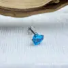 Brincos de Tarraxa Coração com Zircônia em Liga de Titânio Astmf-136 Espessura 0.8mm Titânio G23 Rosca Interna Cabeça de Joia com Tarraxa de Zircônia