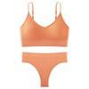 Conjunto de Sutiã Esportivo Sem Costura Estilo Europeu e Americano Transfronteiriço para Mulheres, Tanga Fitness Sexy, Sutiã com Tiras Lindas nas Costas, Sensação de Pele Nua