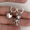 Aretes de Plata Esterlina S925 Únicos de Corazón para Reparar Corazón Roto para Mujer Nicho Lujo Accesible Diseño de Alta Gama Sentido del Diseño