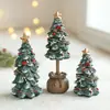 Resina Transfronteriza Escritorio Árbol de Nieve Verde Árbol de Navidad Adornos Pequeños Mini Decoración Festiva Arreglo Venta al por Mayor