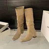 Nuevas botas de moda cuadradas y plisadas, versátiles, adecuadas para figuras petite, estilo retro, otoño/invierno 2026, botas largas para mujer
