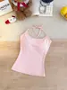 Camisola sexy y caliente para chica con tirante de rayas al cuello halter y copas incorporadas, versátil para usar como prenda interior o exterior, top para mujer