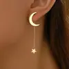 Pendientes de Moda Transfronterizos Europeos y Americanos con Diseño Simple Colgante Estrella Luna Pendientes Estrella Luna Elegantes Románticos para Mujer