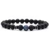 Venta caliente transfronteriza Europa y Estados Unidos 8mm piedra volcánica natural esmerilada ojo de tigre lapislázuli cuentas para hombres y mujeres pulsera de mano al por mayor