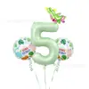 Set de Globos Digitales de Dragón que Escupe Fuego de Dibujos Animados Color Verde Oliva Hoja de Tortuga Dinosaurio Decoración de Cumpleaños Infantil Globos de Papel de Aluminio