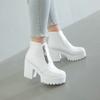 Botines de Tacón Alto para Mujer Comercio Exterior Otoño e Invierno Nuevo Estilo Coreano Punta Redonda Tacón Grueso Cremallera Impermeable Botas Martin de Mesa Talla Grande