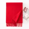 Bufanda de Lana de Color Sólido con Ambiente Invernal, Lujo Ligero, Chal de Borlas de Gama Alta, Bufanda Cálida de Moda para Viajar al Trabajo al por Mayor