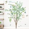 Adesivos de parede de árvore de planta verde de verão com gaiola de pássaro, decoração de sala de estar e quarto, adesivos autoadesivos AY10261 relógio de parede