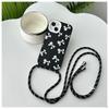 Funda para teléfono móvil con lazo estilo Ins para Apple 15, con correa cruzada, compatible con iPhone 14, Pro Max, funda blanda negra de 13 pulgadas.
