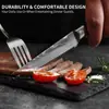 Faca de Cozinha Estilo Ocidental Faca do Chef Faca de Bife Conjunto de Facas Aço Inoxidável com Padrão Damasco Transfronteiriço Cabo de Resina Azul Utensílios de Faca