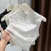 Colete de Renda Ning Xin Yi Sem Mangas com Gola Falsa em V Camada Dupla para Mulheres, Camisa Base Elegante para Outono e Inverno, Versátil