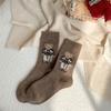 Calcetines de Otoño e Invierno Calcetines para Niños de Punto Bordados Oso de Peluche Medias de Algodón Medias Gruesas Cálidas Lindas de Dibujos Animados para Estudiantes Mujeres