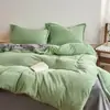 2026 Novo Conjunto de Quatro Peças de Pelúcia Espessa Cor Sólida Bicolor Leite Fleece
