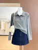 Suéter de Punto Gris de Cuello Alto para Mujer Otoño Nuevo Estilo Perezoso Holgado de Manga Larga Versátil Suéter Adelgazante