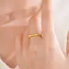 Anillo Vintage de Bambú Cepillado para Mujer, Diseño de Nicho de Lujo Ligero, Sensación de Alta Gama, Estilo Chino Nuevo, Temperamento Exquisito, Anillo Abierto Incrustado con Diamantes