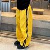 Pantalones deportivos retro de rayas estilo americano para hombre y mujer, pantalones de secado rápido, verano, delgados, holgados, de pierna ancha, casuales, para jazz, danza callejera