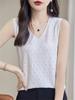 Camisola Base Interna para Terno Feminino de Malha Ice Silk Camisola Solta Feminina Sem Mangas com Strass Decote V
