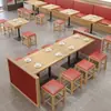 Juego de Mesa y Sillas para Comedor con Tazón de Arroz Personalizado para Restaurantes, Fonderías y Cadenas de Snacks con Cajones, Combinación de Mesa y Sillas Comerciales de Madera Maciza