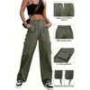E-commerce Transfronteiriço Tendência Primavera/Outono Estilo Esportivo Moda Versátil Múltiplos Bolsos Soltos Retos Calças Cargo Roupas Femininas Em Estoque