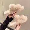 Pantuflas de felpa superventas con tiras cruzadas para mujer otoño e invierno Nuevas pantuflas de algodón para el hogar y el exterior con plataforma, suela gruesa y suave