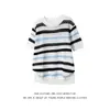 Suéter de tricô de lã listrado color-block com gola redonda, moderno, soltinho e modelador, versátil, estilo japonês de nicho, cinza da moda para outono e inverno
