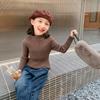 [em estoque] suéter básico para meninas outono e inverno 2025 novo para menina estilo estrangeiro gola alta sólida infantil quente