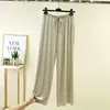 Pantalones de pierna ancha de encaje con cordones de cintura alta para mujer, estilo nuevo de verano, pantalones largos ligeros versátiles adelgazantes, hechos de tela modal, pantalones casuales sueltos y sencillos