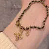 Pulsera Tejida de Cuerda Roja con Corazón Cruzado de Zirconia Estilo Vintage y Cadena Dorada Accesorio de Joyería Hecho a Mano