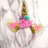Faixa de Cabeça de Unicórnio Dourado com Um Chifre Pacote de Balões de Unicórnio Roxos Acessórios Vestido de Aniversário