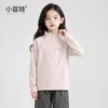 Fábrica de Ropa Infantil Xiaofei 2026 nueva camiseta básica de manga larga de invierno para niñas, top casual para niños mayores