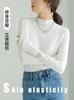 Camisa Básica Versátil de Gola Meia-Alta com Barra Enrolada para Mulheres, Cor Lisa, Top Interno Versátil, Camiseta de Alta Qualidade com Detalhe no Ombro Direito