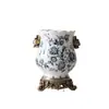 Vaso Cerámico Retro Americano de Alta Gama Personalizado de Fábrica Nuevo Estilo Chino Porcelana Azul y Blanca Sala de Estar Arreglo Floral de Alta Gama Europeo Transfronterizo
