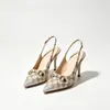Zapatos casuales de verano de tacón alto, sin espalda, punta fina, tacón de aguja, sandalias de moda a cuadros, cómodas, escotadas