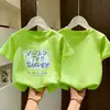 Ropa para Niños Camiseta de Manga Corta Estilo Coreano para Niños Verano Nuevo Top Estampado Talla Mediana y Grande para Niños Delgado Versátil Camiseta de Cuello Redondo