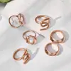 Misterio y Elegancia: Set de Anillos de Acero Inoxidable de Alta Gama en Oro Rosa con Diseño Geométrico Único para Mujeres - Joyería al por Mayor