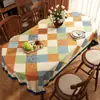 Toalha de Mesa Oval Estilo Americano, Impermeável, à Prova de Óleo, Não Precisa Lavar, Novo Modelo 2025, Luxo Leve, Sensação de Alta Qualidade, Toalha de Mesa Xadrez Retrô