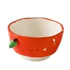 Prato de frutas em relevo de maçã fofa, tigela de iogurte de cerâmica, louça, alta qualidade, elegante, para uso doméstico, conjunto de tigela e prato, tigela de arroz, conjunto de pratos