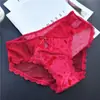 [Rojo Ancola] 880# Ropa Interior Roja Grande de Año Nuevo Malla de Encaje Seda de Hielo Ropa Interior Roja