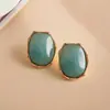 Pendientes de botón Ovalados de Perla de Resina de Aguja de Plata Transfronterizos Europeos y Americanos Pendientes de Atmósfera de Lujo Ligero Pendientes de Moda Simples Versátiles Accesorios para Pendientes