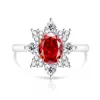 Anel de dedo com formato de ovo super brilhante, corte flor de gelo de gema colorida, ovo de pombo, girassol, banhado a ouro branco, diamante de alto carbono, item de venda quente transfronteiriço