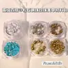 Venda Direta de Fábrica Pacote de Material para Manicure Padrão Mármore Turquesa Contas Douradas e Prateadas Conjunto de Contas de Aço Decorações de Unhas