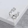 Anillo de Gota de Agua de Doble Capa Brillante de Diamantes Completos Lujo Accesible Estilo Frío Elegante Diamante Cuadrado Zircón Anillo Abierto para el Dedo Índice Diseño de Industria Pesada
