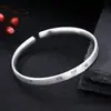 Pulsera Simple de Plata de Ley 999 al por Mayor para Mujer, Apertura Ajustable, Pulsera Esmerilada, Joyería con Mantra Sencillo de Seis Caracteres para el Pie