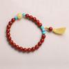 Pulseira de ágata vermelha do sul feminina carne cheia caqui cera de abelha turquesa vermelha Lotus personalidade pulseira jóias uma geração de cabelo
