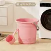 Juego de Cubo de Agua para el Hogar, Lavabo, Cucharón de Agua, Cubo de Plástico Engrosado, Gran Capacidad, Uso Doméstico, Set de Tres Piezas para Baño en Dormitorio de Estudiantes